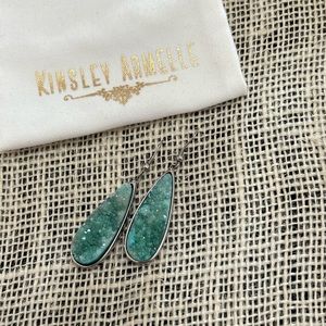 Kinsley Armelle Druzy Drop Earrings -Silver Jade